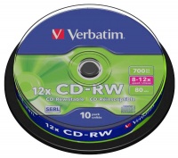 CD-RW Verbatim 700MB/8-12x 10-pack