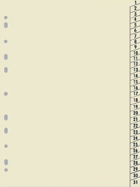 Papírový rozlišovač bílý HIT A4 s číselným členěním 1-31