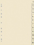 Papírový rozlišovač bílý HIT A4 s číselným členěním 1-12