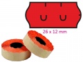Etikety UNI do kleští 26x12mm červené fluo
